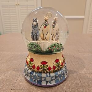 THIS IS SOLD!!! Jim Shore "Kittens On The Fence" Water Ball Musical,  Animated